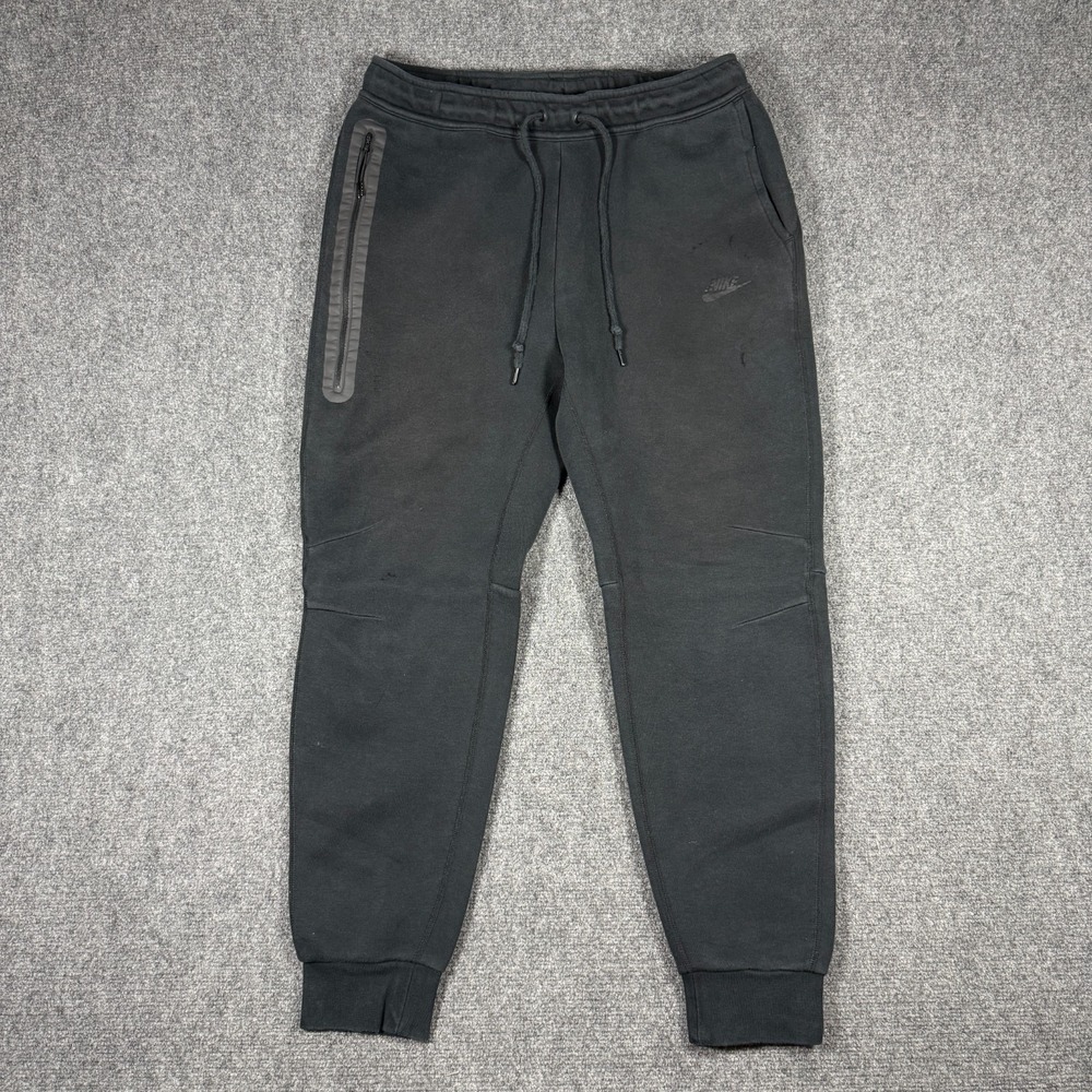 Nike Tech Fleece Joggers Mens Large Black Faded Tapered Sweatpants Activewear